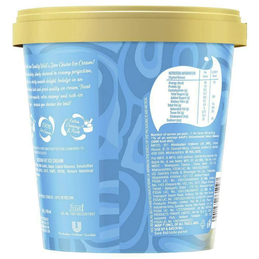 Kwality Walls Vanilla Family Pack Ice Cream 700 Ml view 2
