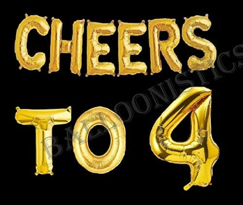 Cheers to Four Foil Balloon Combo Number 4 Foil Balloon for Birthday and Anniversary view 2