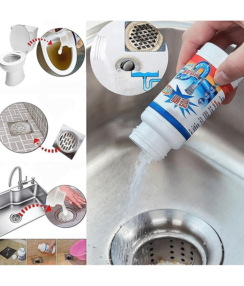 2 pcs Sink & Drain Cleaner Powder | Powerful & Clog Remover Sink Cleaning Powder | Automatic Toilet Blockage Cleaner, Removes Clogs, Blockage in Washbasin, Septic Tank, Sinks, Pipes view 2