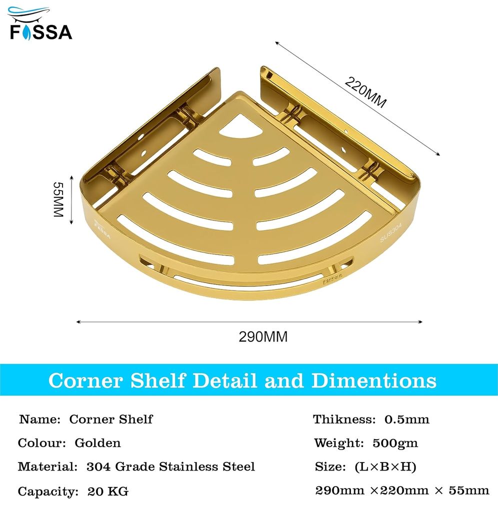 Caddy Stainless Steel Corner Shelf (Gold) view 2