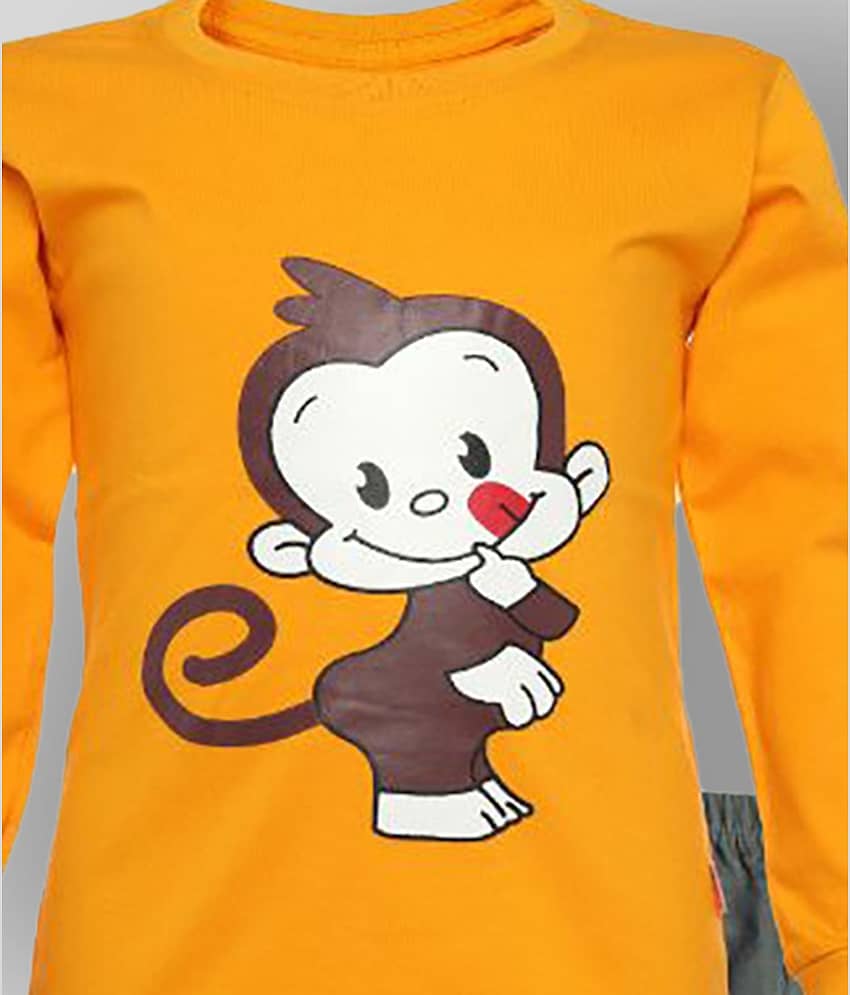 CATCUB Pack of 1 Boys Cotton T-Shirt & Pants Set ( Yellow ) view 2