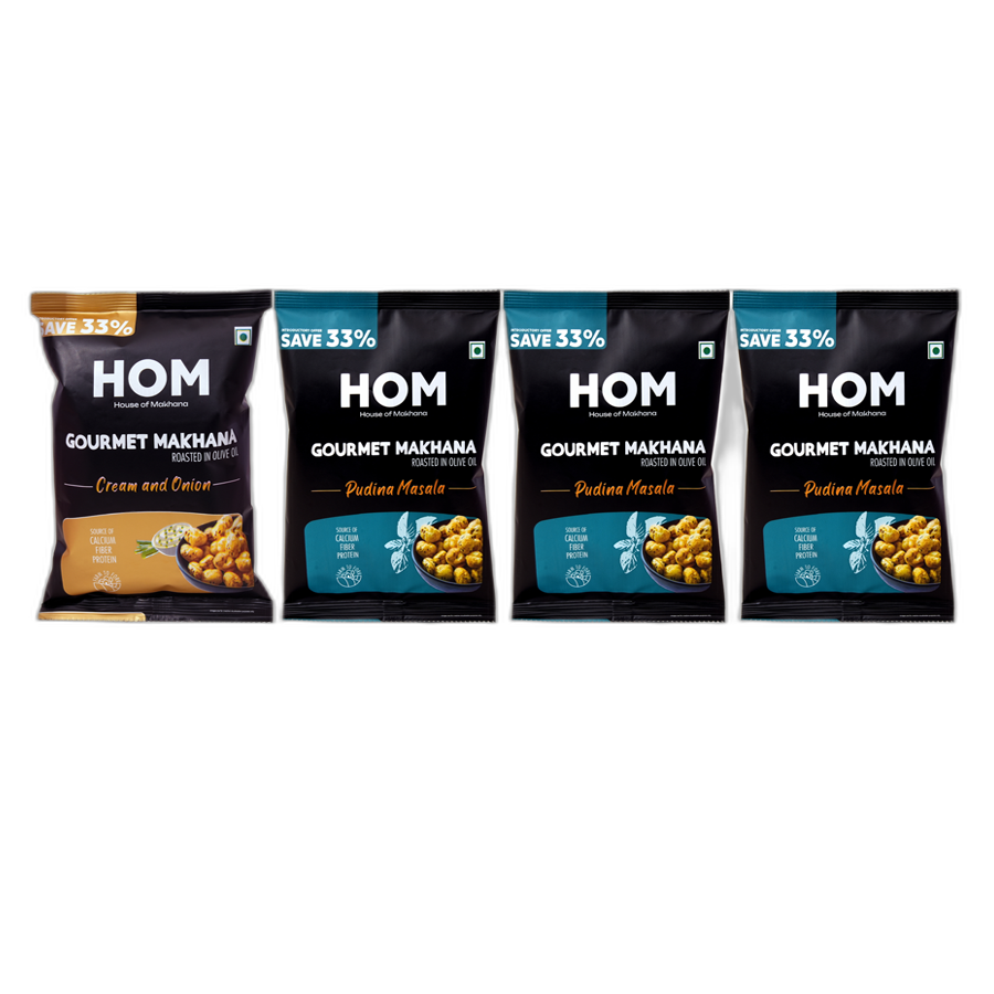 Gourmet Makhana (Pack of 4) with flavors of 3 Pudina Masala and 1 cream & Onion (14g x 4 ) - 56 gm view 2