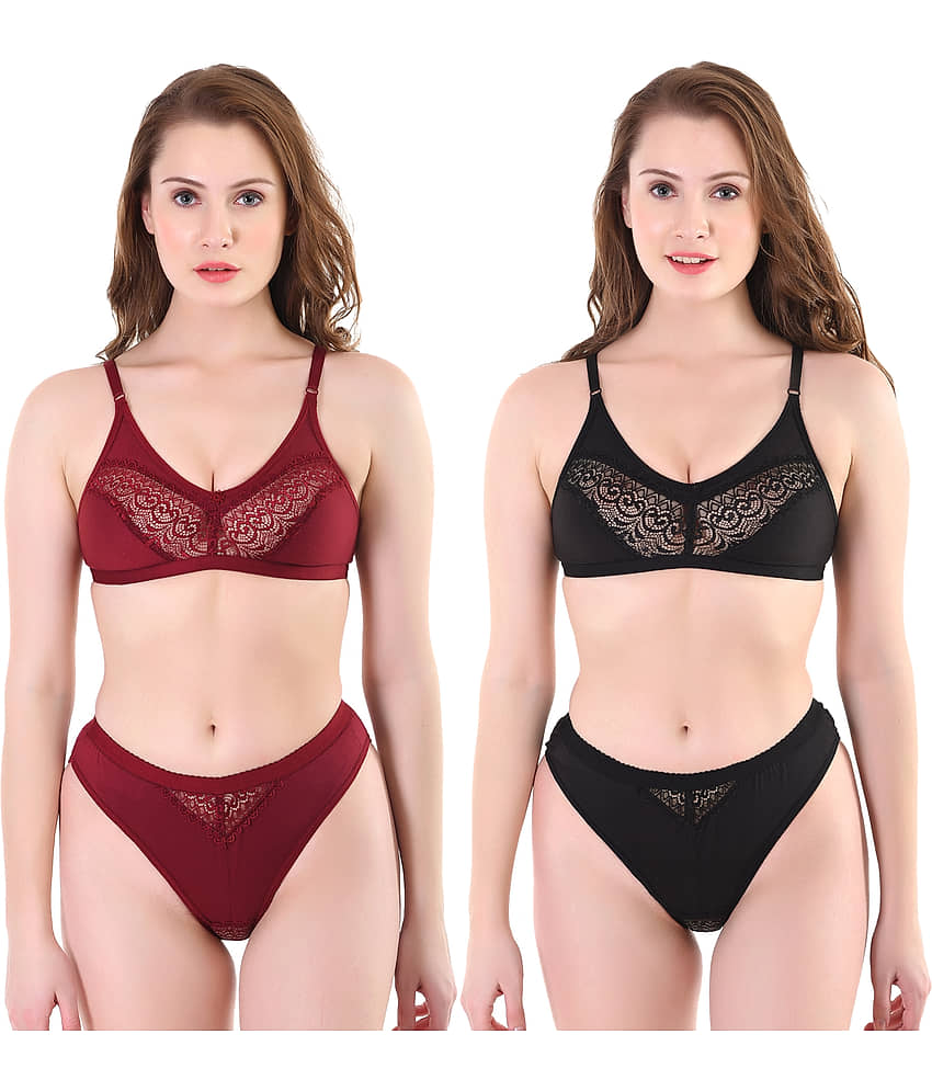 TCG Multi Color Cotton Lycra Bra & Panty Set