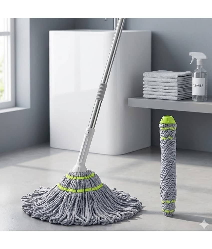 Theos Microfiber Self-Wringing Twist Mop with Extendable Telescopic Handle, Floor Cleaning Mop, Floor Cleaner for Tile, Hardwood & Laminate, Hang-Up Storage Design