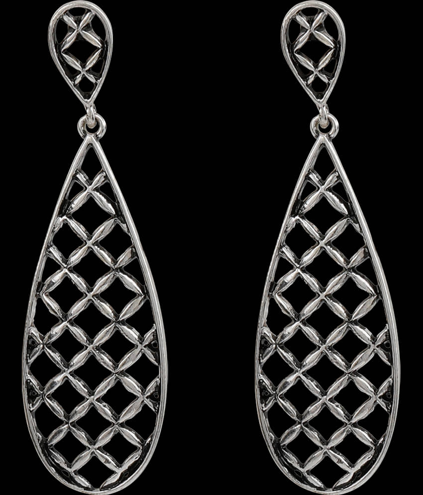 Silver Shine Sensational Silver Jali Design Drop Earrring view 2
