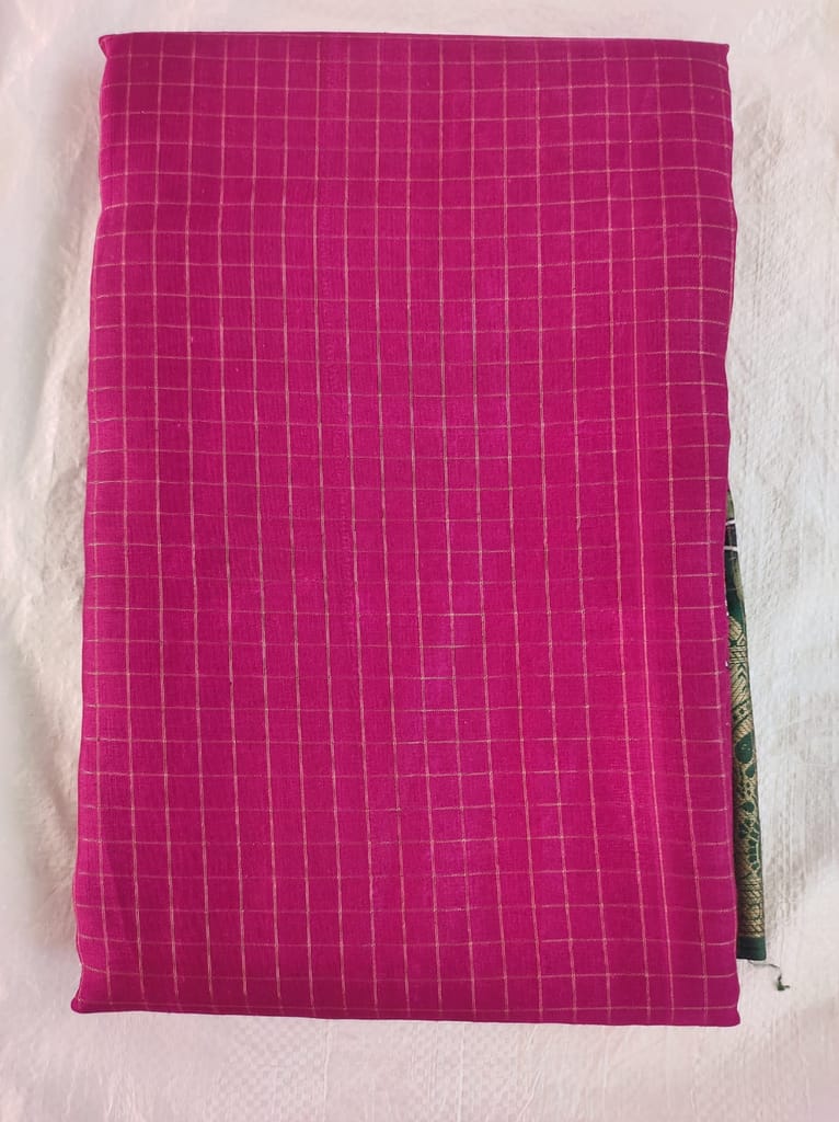 Pink and Green Silk Saree with Zari Border view 2