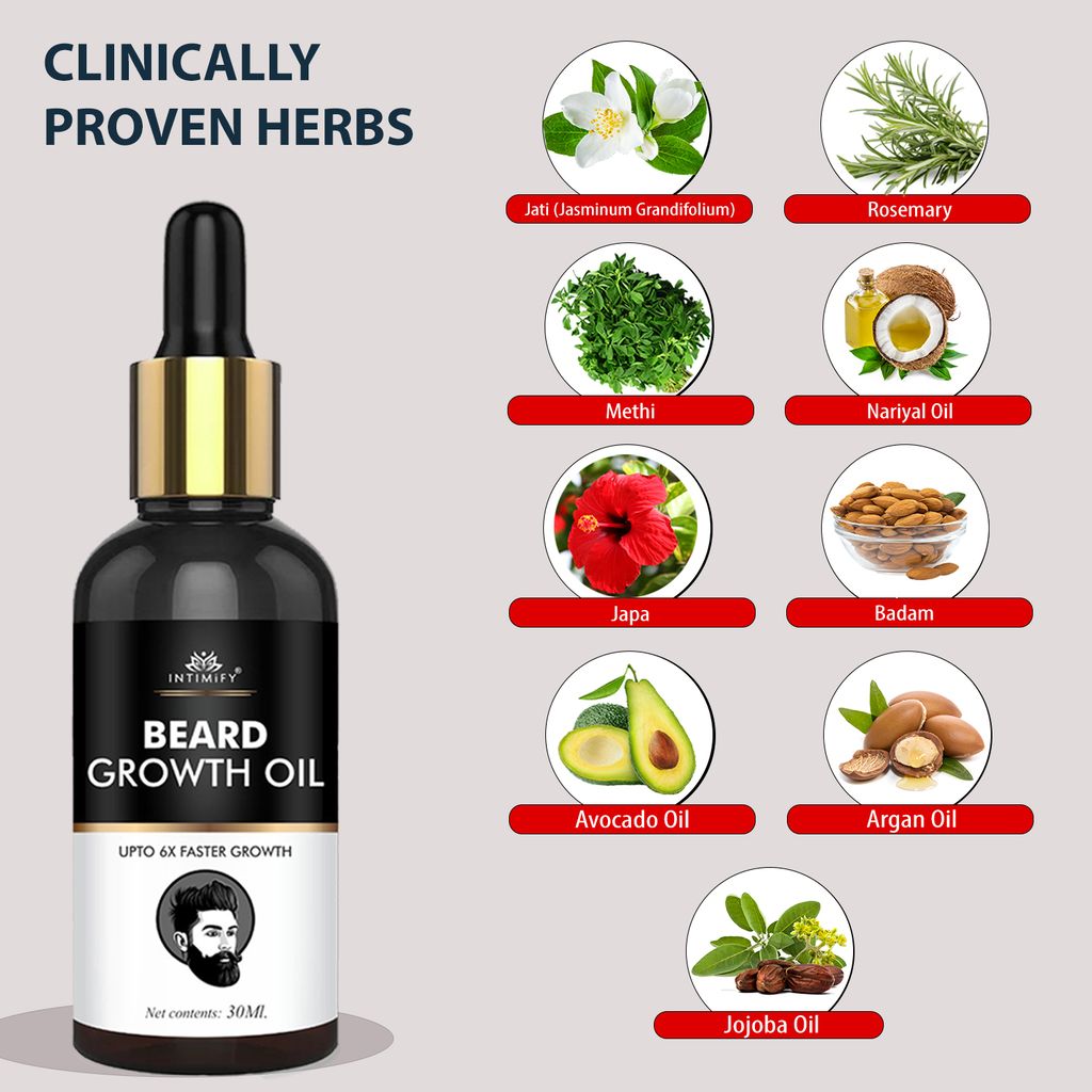 Intimify Beard Growth Oil, beard growth, hair beard oil, moustache growth oil, 30 ml view 2