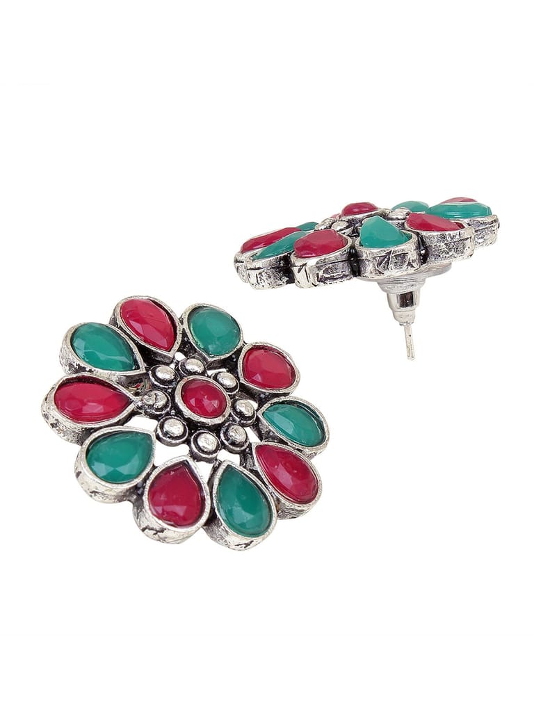 Cardinal Oxidized Silver Color Multicolor Duck Design Choker Necklace Set view 2