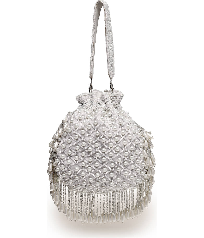 Anekaant White Velvet Potli view 2