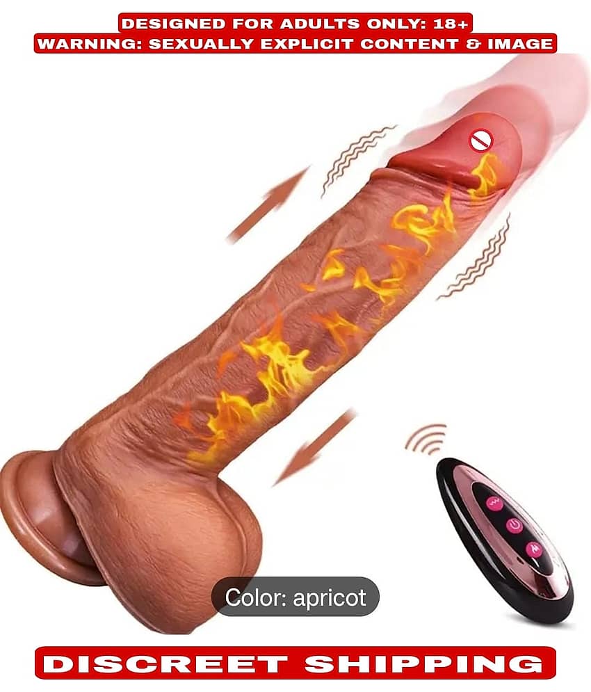9.5" REALISTIC SILICONE TELESCOPIC SUCTION DILDO WITH HEATING AND REMOTE CONTROL FOR WOMEN BY KAMAHOUSE (LOW PRICE SEX TOYS)