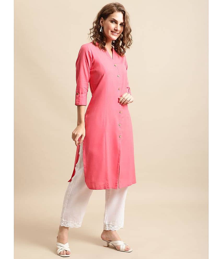 Pistaa - Yellow Cotton Women's Front Slit Kurti ( Pack of 1 ) view 2
