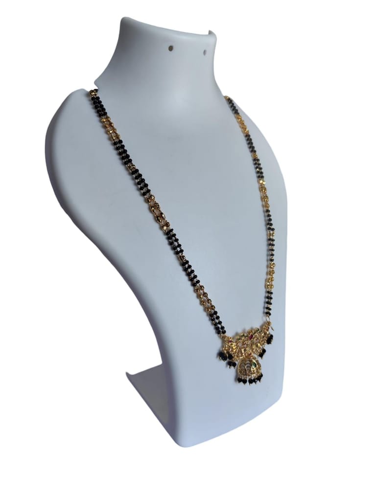 Black Beads Mangalsutra Traditional Indian Gold Plated Necklace for Women view 2