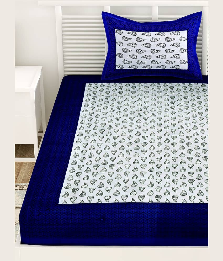 Uniqchoice Cotton 1 Single Bedsheet with 1 Pillow Cover ( Blue ) view 2