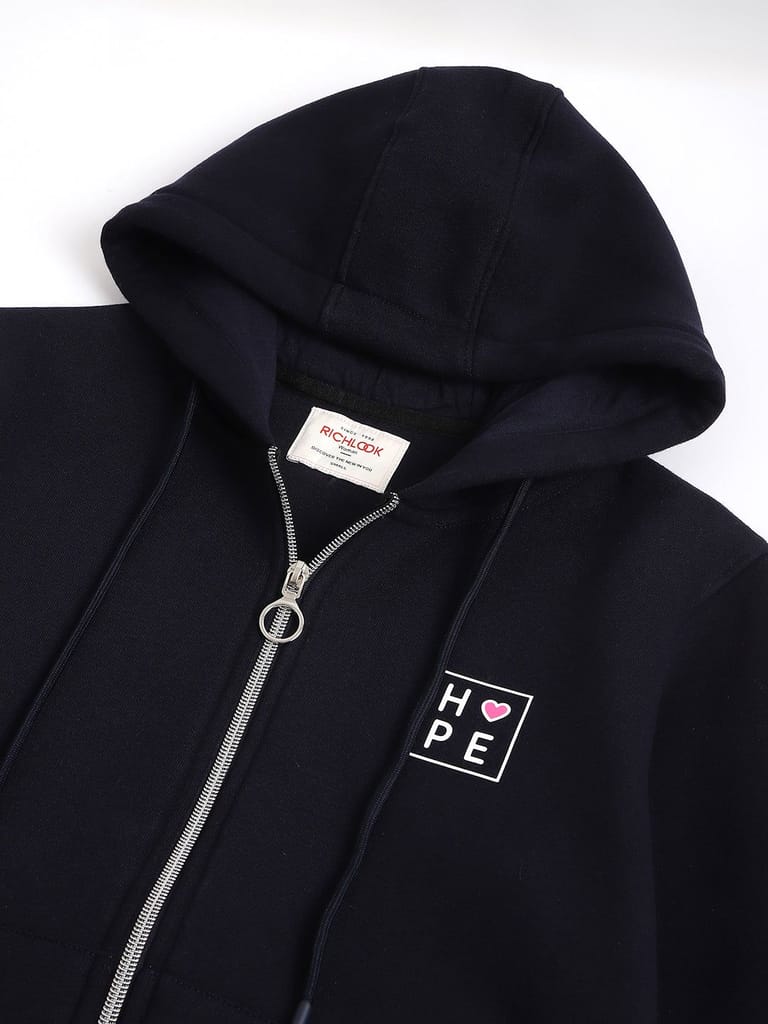Richlook Women Navy Full Zipper Hoodie view 2