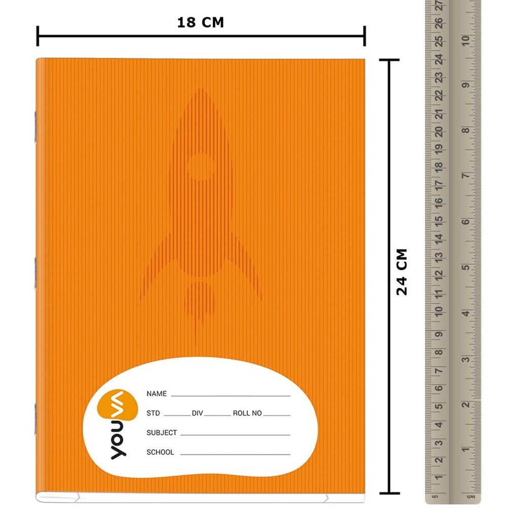 Navneet Youva | Brown Soft Bound Note Book for Students | Jumbo Size - 18 cm x 24 cm | Single Line | 172 Pages | Pack of 12 view 2