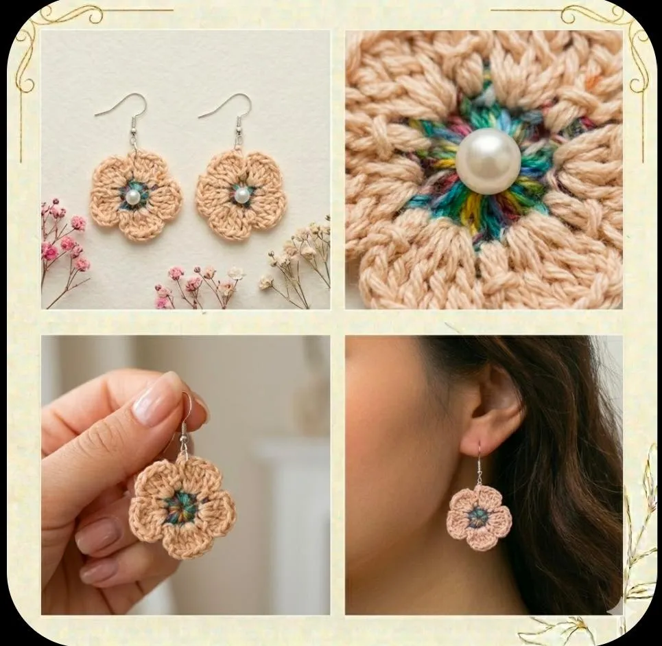 Tulip crochet earing