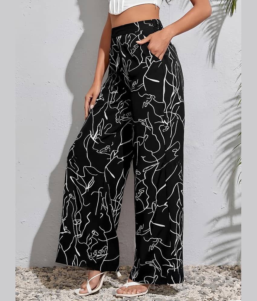 MULTIWA Pack of 1 Lycra Flared Women's Palazzos ( Black ) view 2