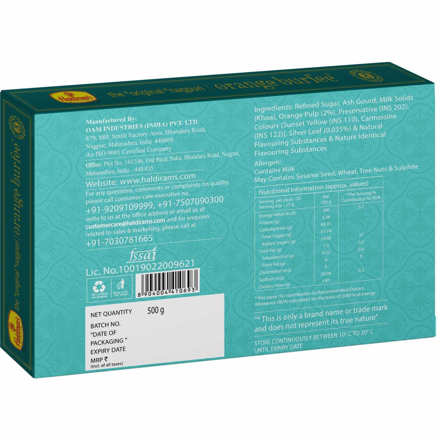 Haldiram's Orange Burfee Packed Sweets - 250 Gm - Pack of 48 view 2