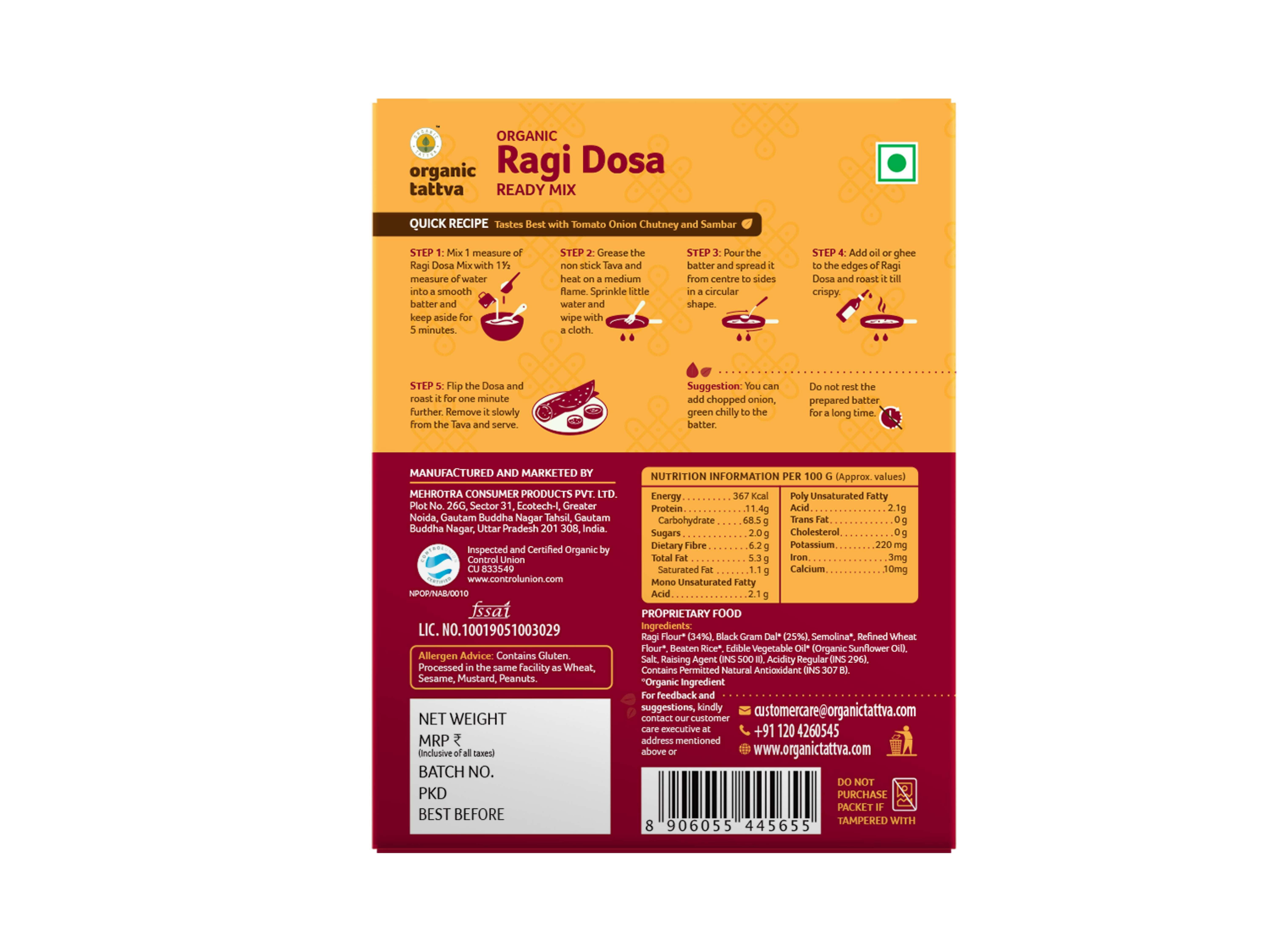 Organic Ragi Dosa Ready Mix 200g view 2