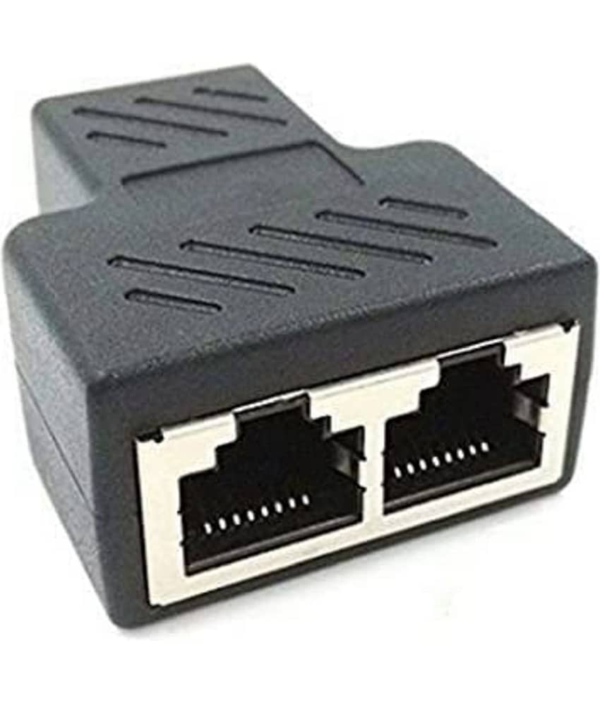 EKRAJ Lan Splitter / Rj45 Splitter/Ethernet Splitter 1 to 2 Female 8P8C Network Plug Lan Coupler For Laptop, Router, Personal Computer,Modem Server (Black) view 2