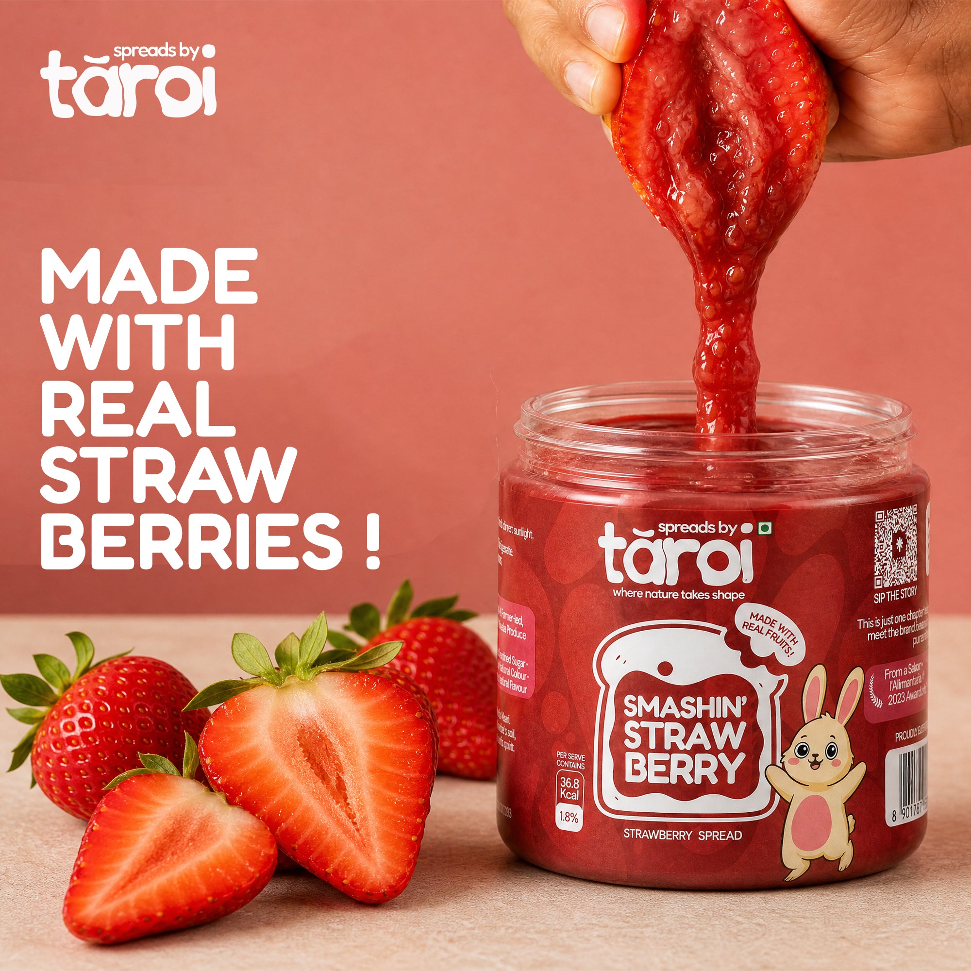 Taroi Strawberry Spread – 400 g | Real Strawberry Fruit Spread view 2