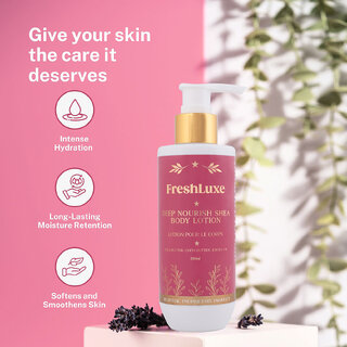 FreshLuxe Deep Nourishing Body Lotion, Shea Butter, Cocoa Butter Jojoba Oil, Intense Hydration, Unisex, 200ml view 2