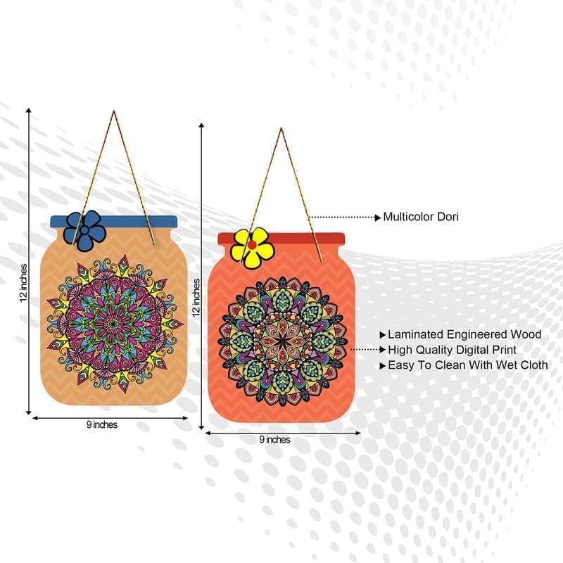 Charmor Art Printed Decorative Wooden Wall Hanger for Living Room | Bedroom | Office | Gift | Home Decoration (WH3208),Set of 2 view 2
