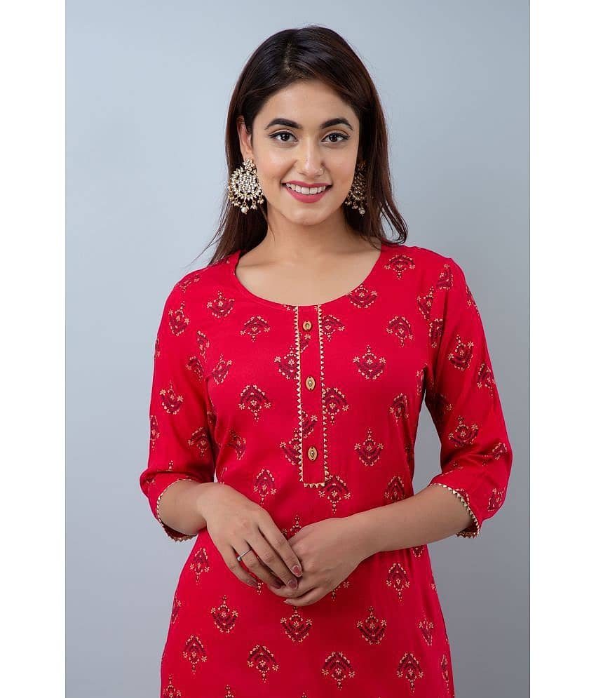 Doriya Brown Rayon Kurti With Palazzo - Stitched Suit view 2