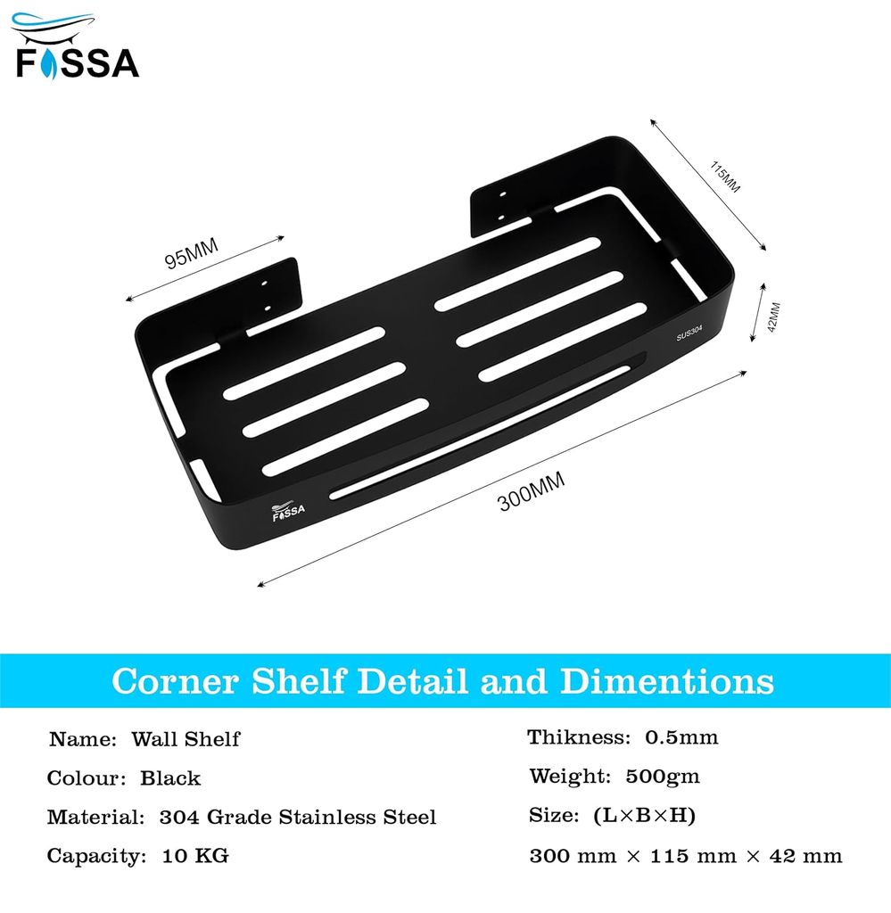 Square Stainless Steel Corner Shelf (Black) view 2