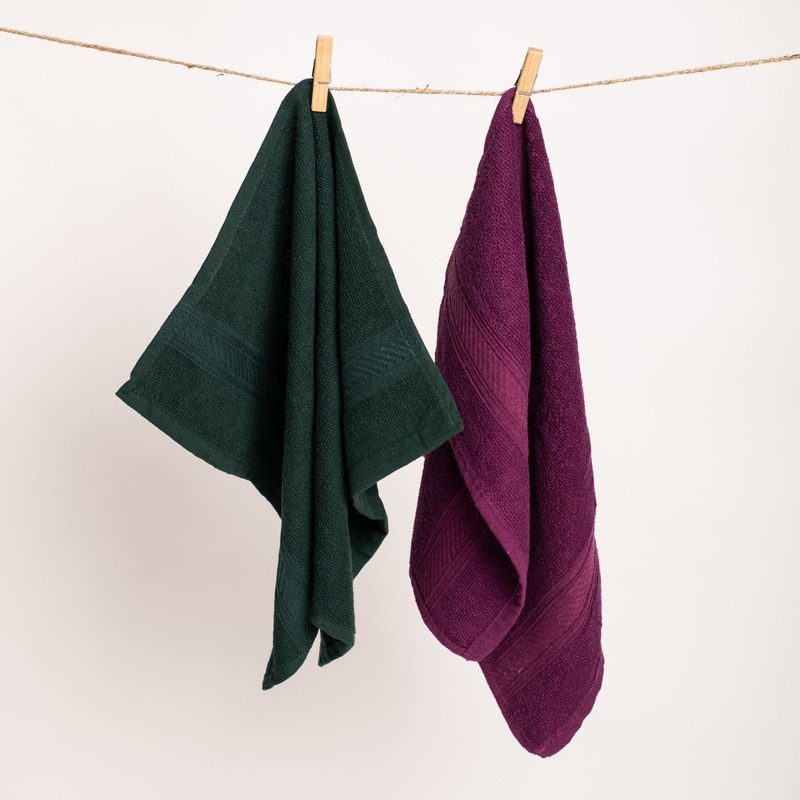 Furnofy Cotton 450 GSM Hand Towel Set Purple, Green (Pack Of 2) view 2