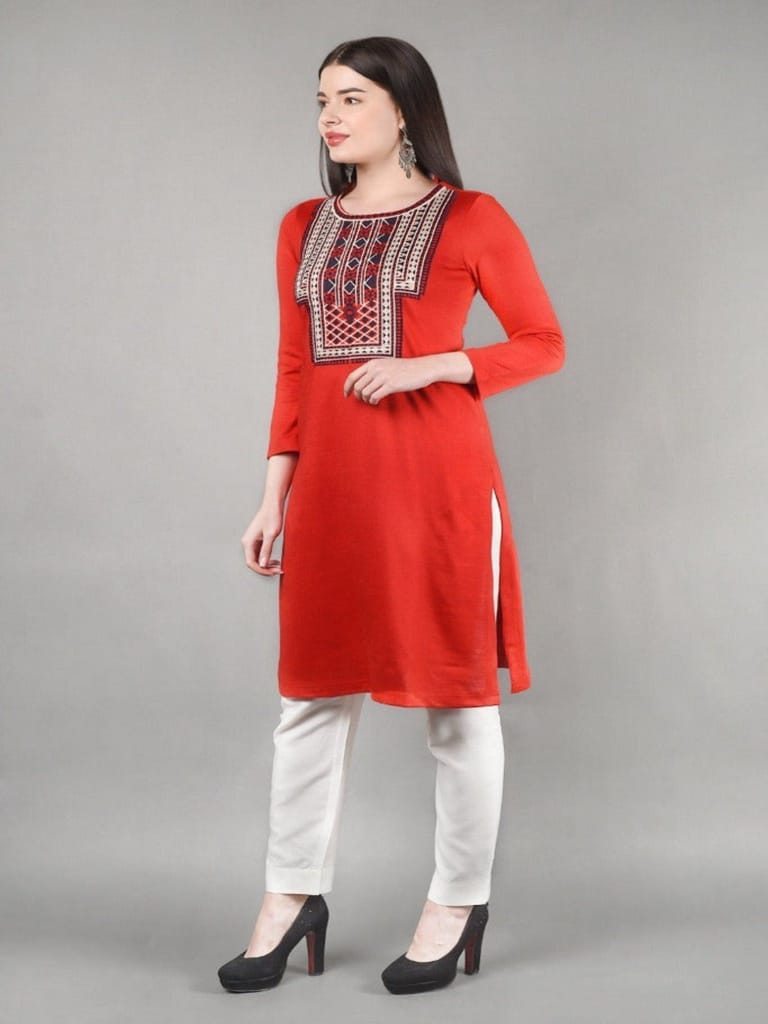 Neck Embroidered Short Kurta view 2