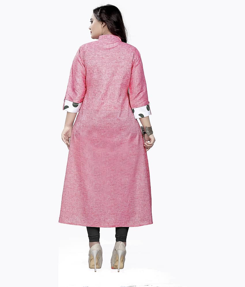Hetsa Women Cotton Printed Anarkali Kurti ( Pink ) view 2