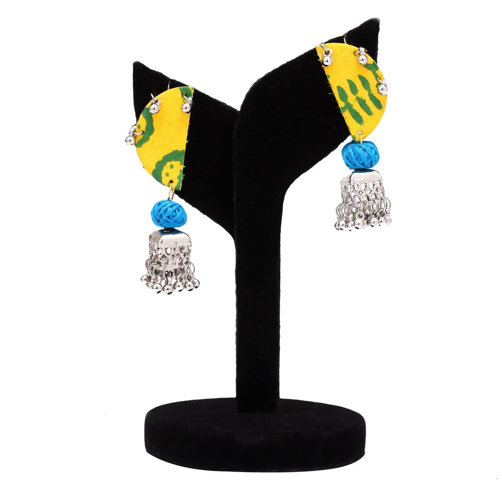 EKAM EK fabric earrings combo in multicolored fabrics for women and girls for casual wear and formal wear set of 4 pairs ( different color and design for each pair) view 2