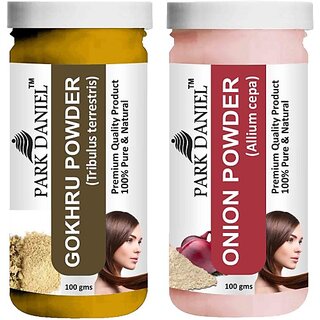 PARK DANIEL Pure & Natural Gokhru Powder & Onion Powder Combo Pack of 2 Bottles of 100 gm (200 gm ) (200 ml) view 2