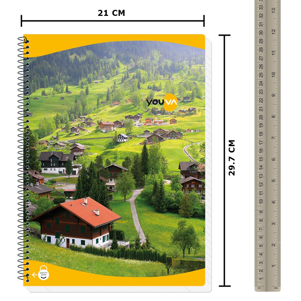 Navneet Youva | Spiral Long Book for students and executives | Spiral Bound with safety lock | A4 size - 21 x 29.7 cm | Unruled / No lines | 300 Pages view 2