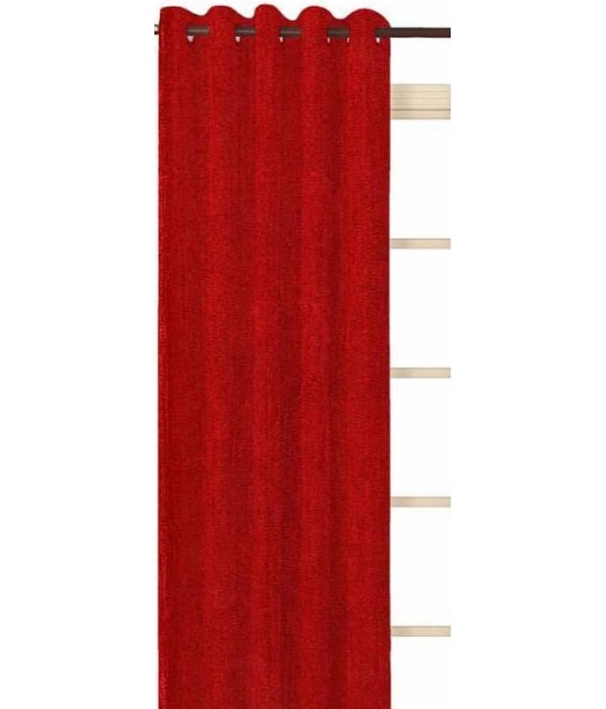 N2C Home Solid Semi-Transparent Eyelet Curtain 7 ft ( Pack of 1 ) - Maroon view 2
