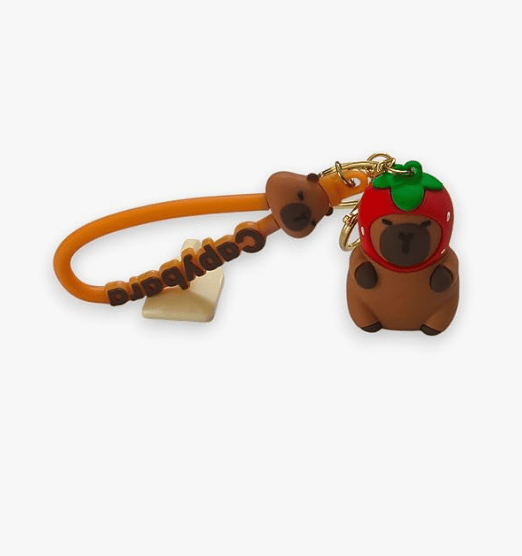 DGTAL GUMTI Capybara Green Vest Themed Keychain Set with Key Holder and Gold ring view 2