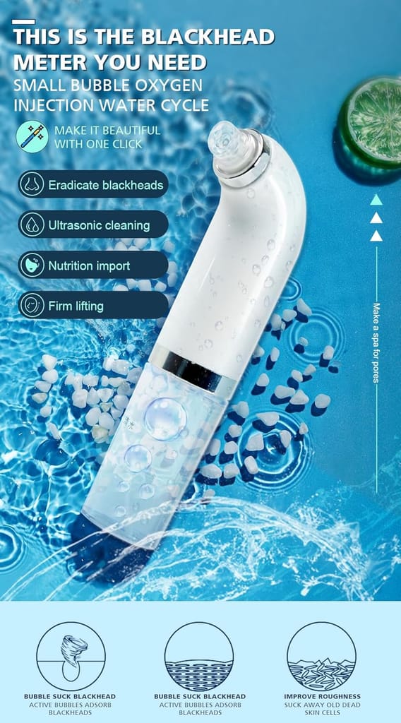 AUSHA Hydro Facial Oxygen Bubble Device | Deep Pore Cleansing, Blackhead Removal, Skin Hydration | Adjustable Suction, USB Rechargeable view 2