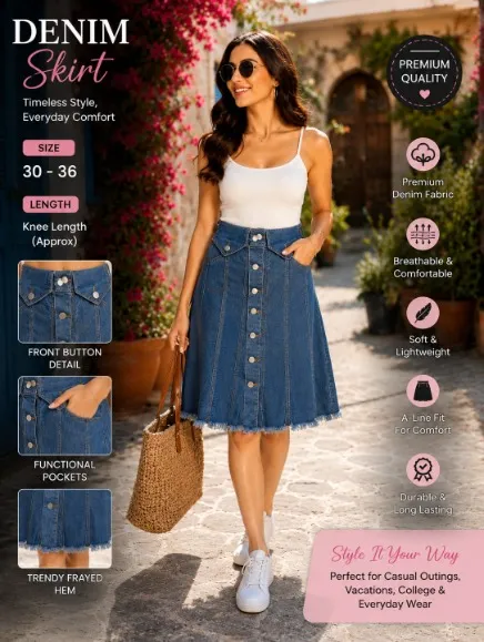 Branded Denim Skirt view 2