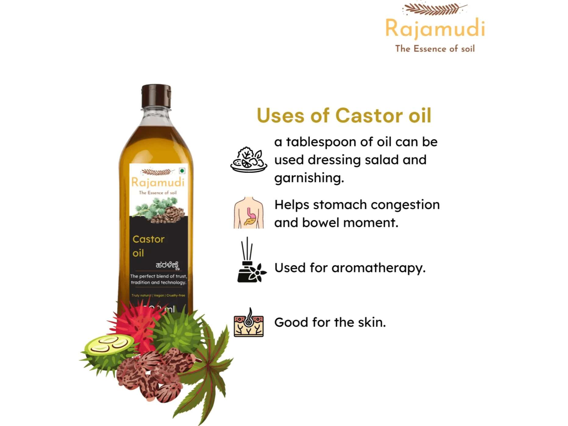 Rajamudi Organics Buy Castor Oil - 500 Gram view 2