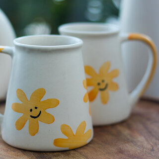 Handcrafted Smiling Sunflower Ceramic Mugs - Pack of 2 view 2