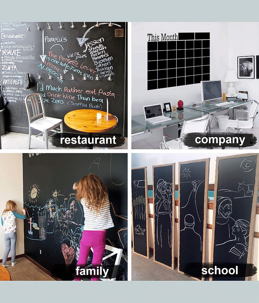 Black Board (45x200cm) Wall Sticker Removable Decal Chalkboard with 5 Chalks for Home School Office College Room Kitchen Kids view 2