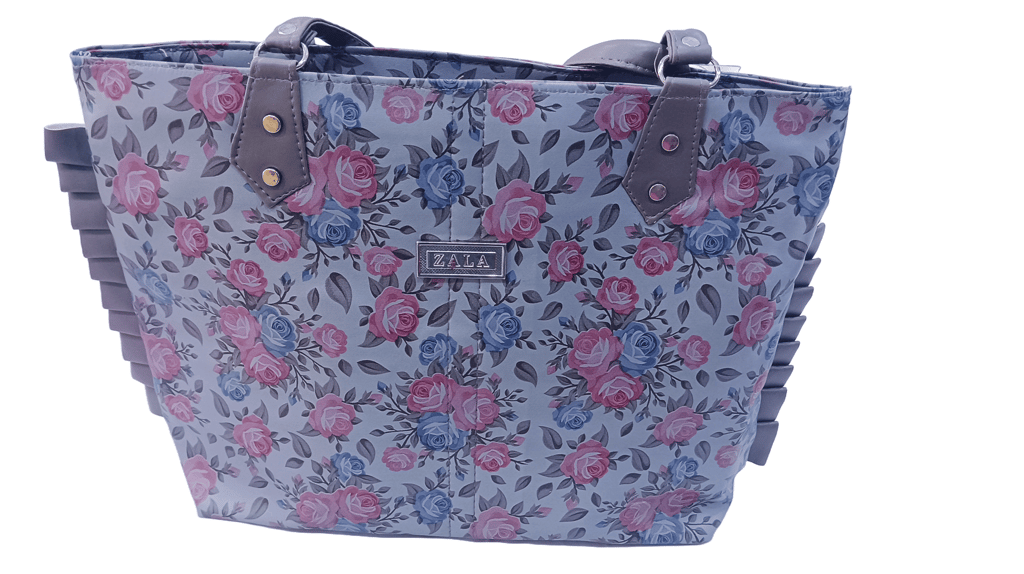 Women's Floral Handbag Large Floral Tote Bag Gray Floral Handbag view 2