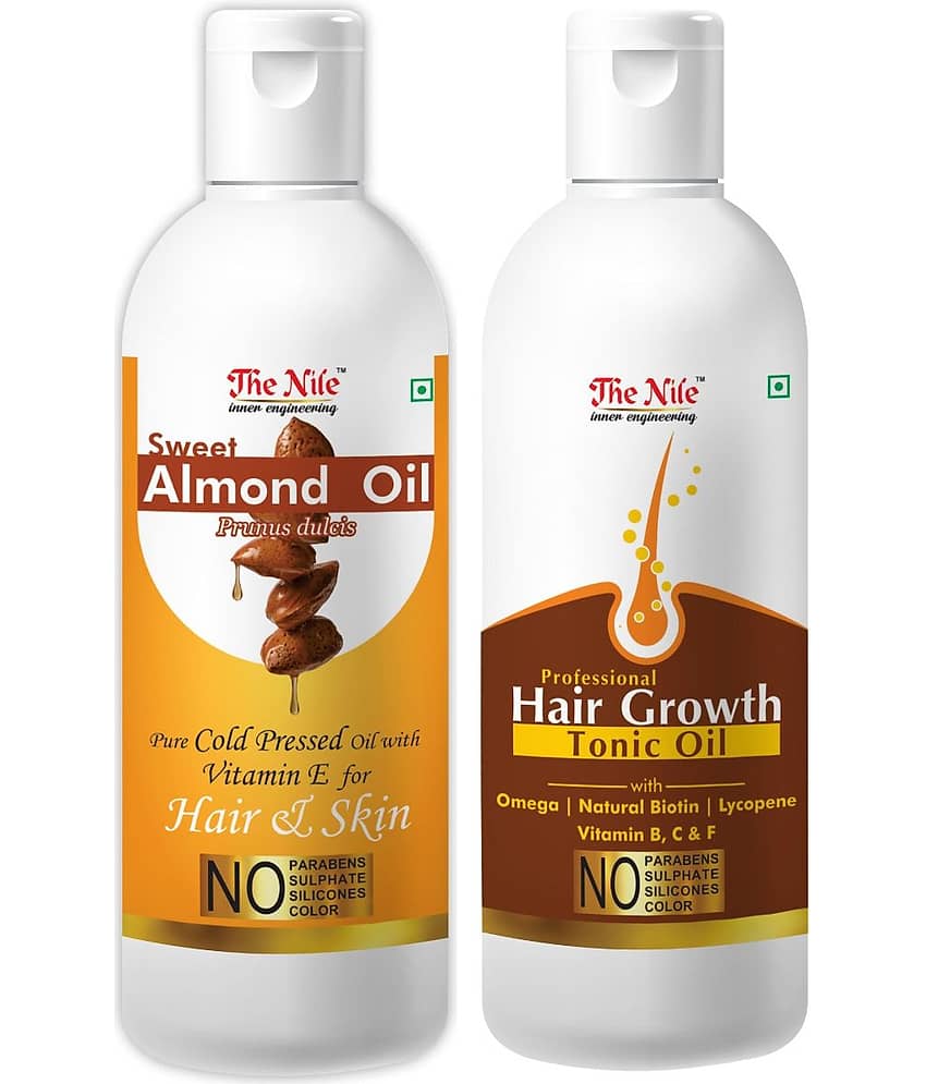 The Nile Almond Oil150 ML + Hair Growth Tonic 200 ML Hair Oil 350 mL Pack of 2