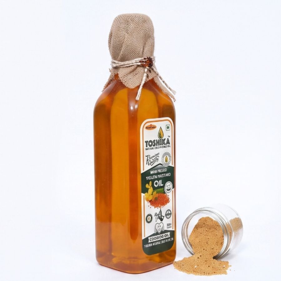 Toshika Wood Pressed Yellow Mustard Oil (1 litre) - 1 L - One plastic bottle view 2