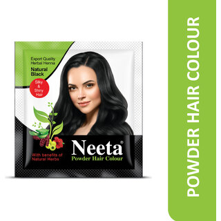 Neeta Hair Color Powder Henna Based For Smooth Silky Hair Black 5gm (Pack Of 12) , Black view 2