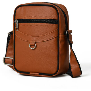 MATRICE messenger bag with tan faux vegan leather(NE-S-0799-Tan) view 2