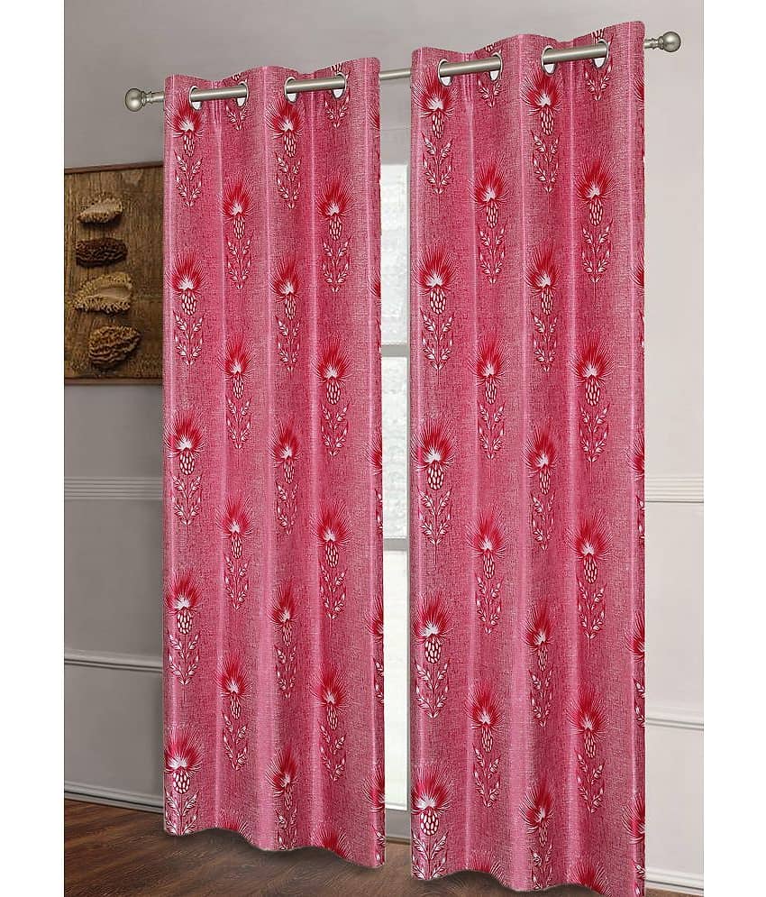 Home Candy Set of 2 Long Door Semi-Transparent Eyelet Polyester Red Curtains ( 274 x 120 cm ) view 2