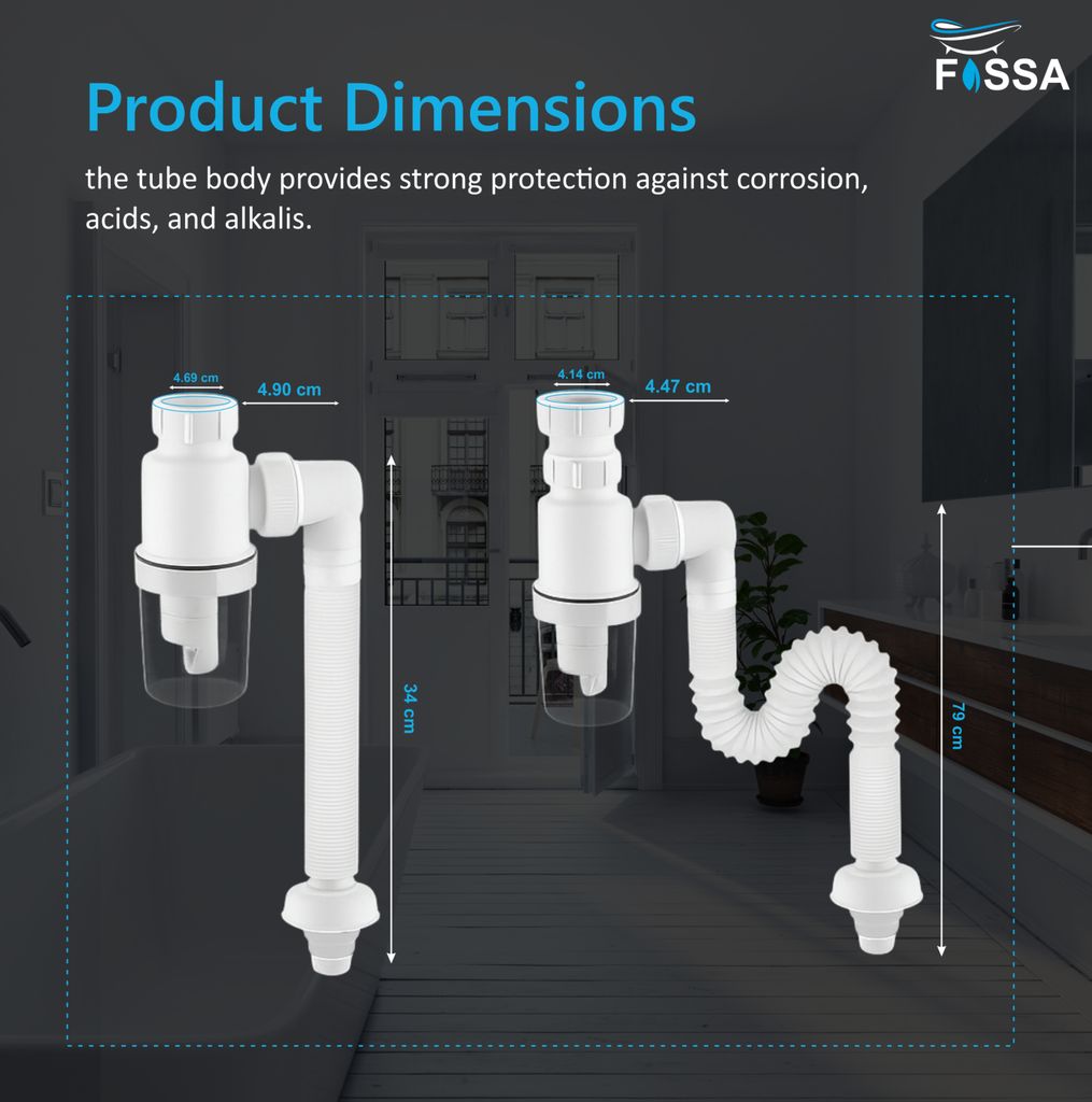 Flexible Kitchen Sink Pipe with Cup Trap (White) view 2