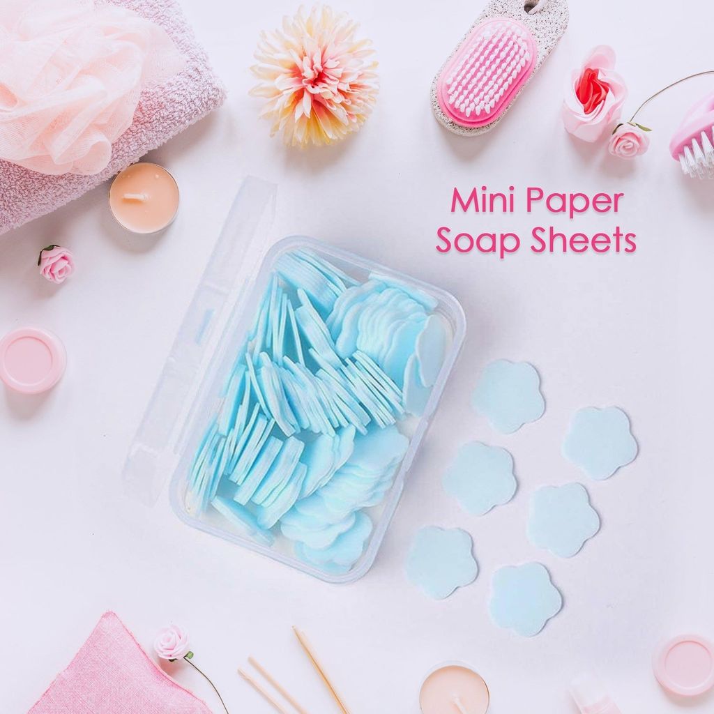 Mini Portable Travel Soap Paper Sheets Flower Shape (100 Pcs Set Approx / Mix Color) view 2